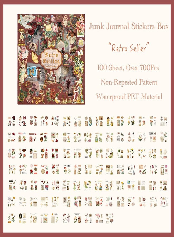 SIBLYMONA Transparent Nature Sticker Sheet Set with 700+ Pieces in 4 Themes, for Scrapbooking, Cardmaking and DIY Craft Projects (Retro) - Image 2